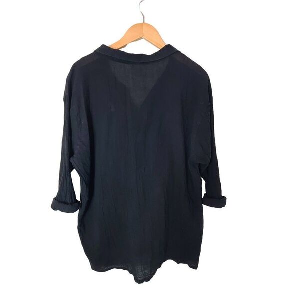 Vintage The Disney Catalog Black Crepe Button Down Top Mickey Mouse Size S/M - Picture 3 of 7